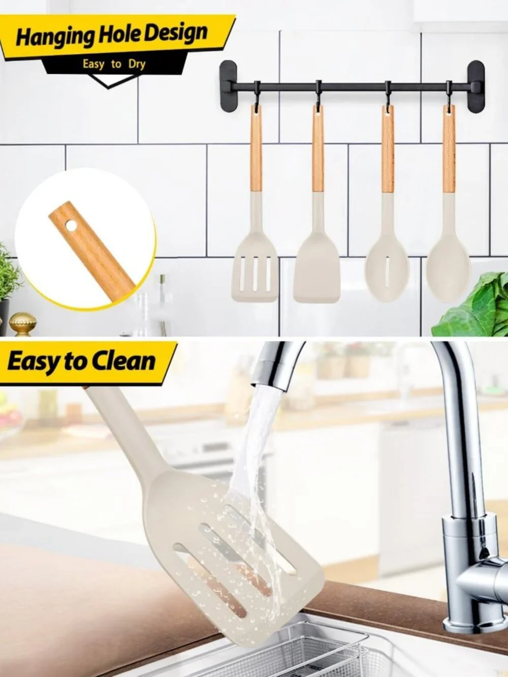 4-Piece Silicone Cooking Utensils Set - Non-Stick Spatulas & Heat-Resistant